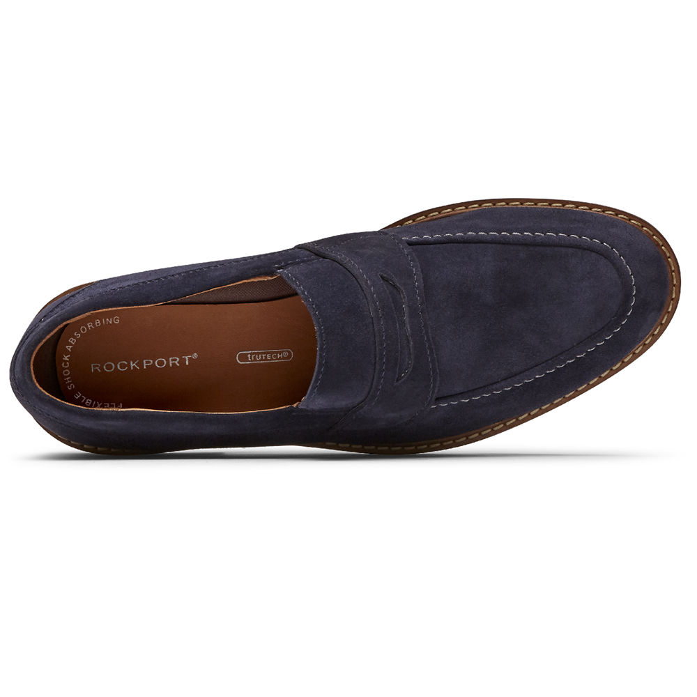 Mocasines Rockport Hombre Mexico - Kenton Penny Gay Marino - GIMNQ5986